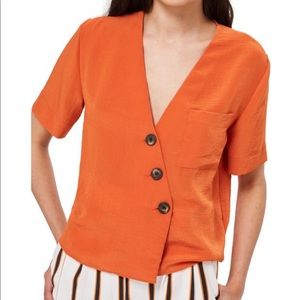 Topshop Orange Asymmetrical Blouse
